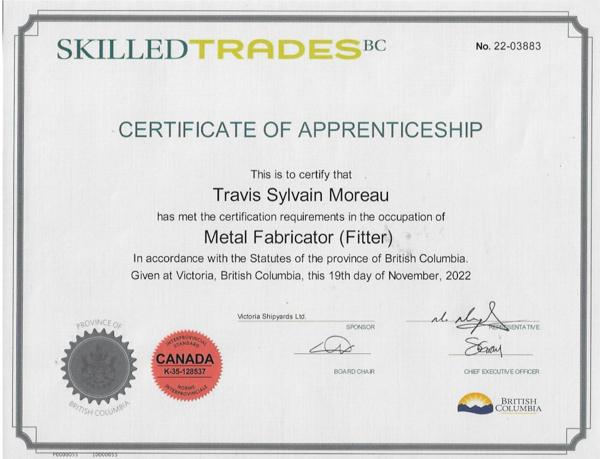 apprenticeship certificate
